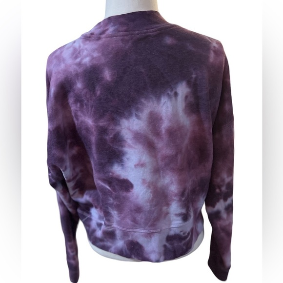 CALVIN Klein Performance Tie-Dye Cropped Sweatshirt purple, pink, and white - Picture 6 of 8